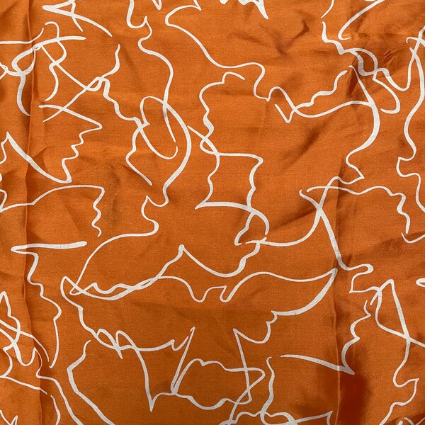 Pañuelo de seda vintage con estampado de pájaro naranja de los años 60