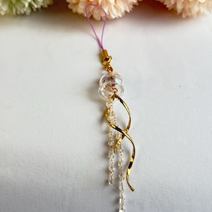 Glass Jellyfish Phone Charm: Beaded Kawaii Sea Life Phone Strap