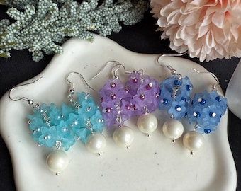 Dainty Pink Blossom Earrings: Handmade Floral Drop Jewelry