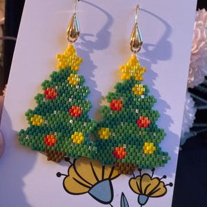 Christmas Tree Earrings with Multi-Coloured  | Holiday Earrings | Christmas Earrings | Gift for Her