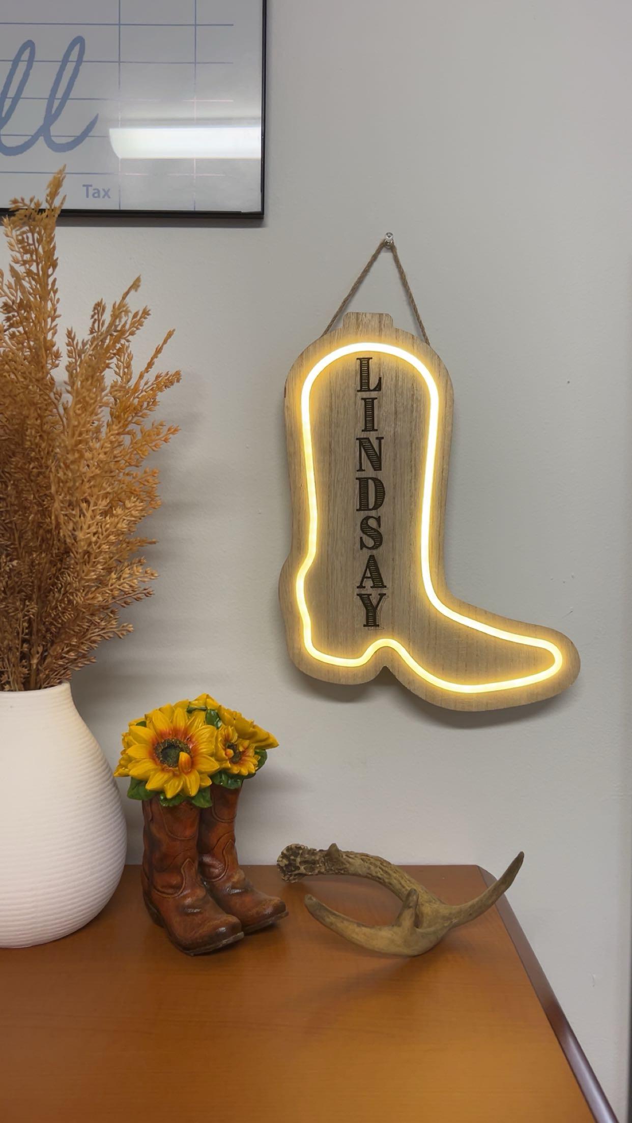 LED Personalized Cowboy Boot Sign - Etsy