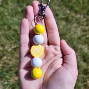 Handmade Lemon Slice Beaded Keychain