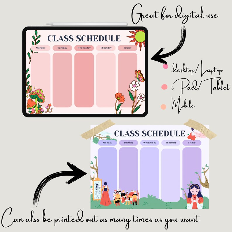 Themed School Schedule, School Timetable, Printable Schedule, Back to ...