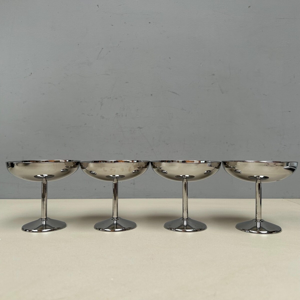 Set of 4 Vintage French Stainless Steel 18/10 “inox” Ice Cream Bowls Coupes Pedestal Dishes Silver Icecream Ref 21 - Etsy