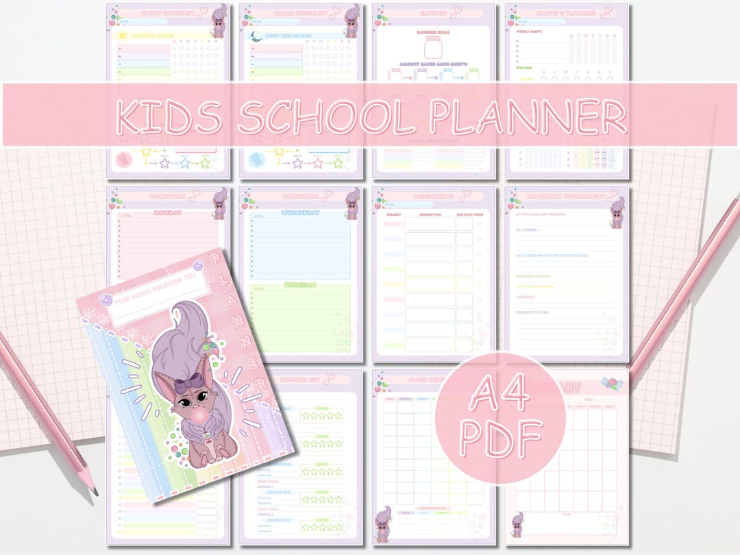 Back to School Printable Girls Planner - Pink Girl Planner - Doodling ...