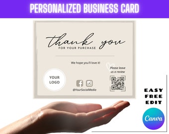 Thank You Card for Business Template, Marketing Cards Template Design, Thank You Packaging Card, Package Insert Cards, Small Business Card