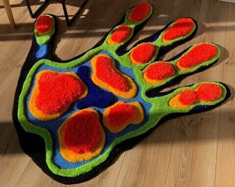 Hand - Alfombra con mechones mullidos: ¡un toque divertido y suave para tu salón o dormitorio! , Regalo para el día de la madre, Regalo para el día del padre, Idea de regalo