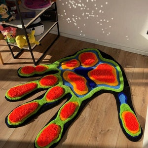 Hand Alfombra con mechones mullidos: un toque divertido y suave para tu salón o dormitorio , Regalo para el día de la madre, Regalo para el día del padre, Idea de regalo imagen 2