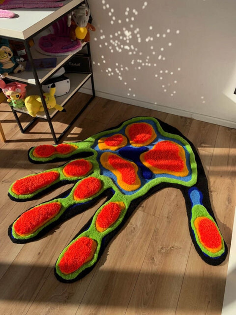 Hand Alfombra con mechones mullidos: un toque divertido y suave para tu salón o dormitorio , Regalo para el día de la madre, Regalo para el día del padre, Idea de regalo imagen 2