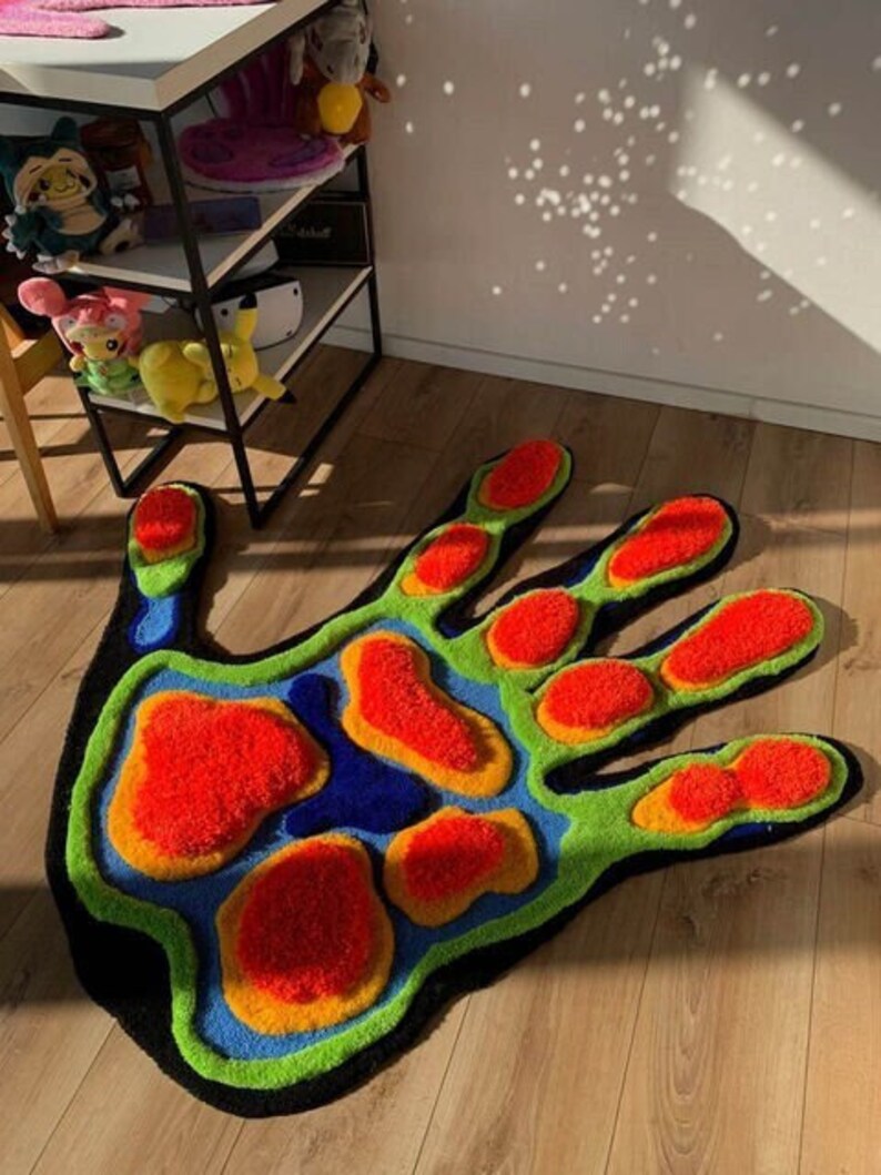 Hand Alfombra con mechones mullidos: un toque divertido y suave para tu salón o dormitorio , Regalo para el día de la madre, Regalo para el día del padre, Idea de regalo imagen 1