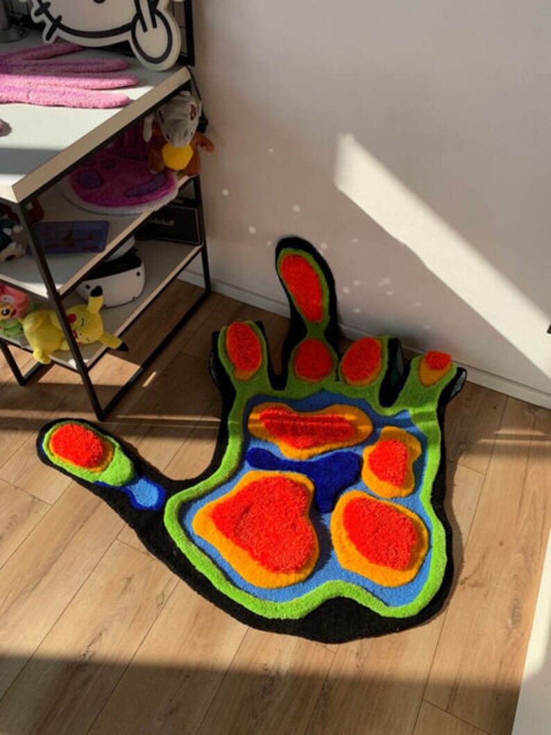 Hand Alfombra con mechones mullidos: un toque divertido y suave para tu salón o dormitorio , Regalo para el día de la madre, Regalo para el día del padre, Idea de regalo imagen 5