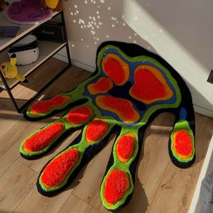 Hand Alfombra con mechones mullidos: un toque divertido y suave para tu salón o dormitorio , Regalo para el día de la madre, Regalo para el día del padre, Idea de regalo imagen 4