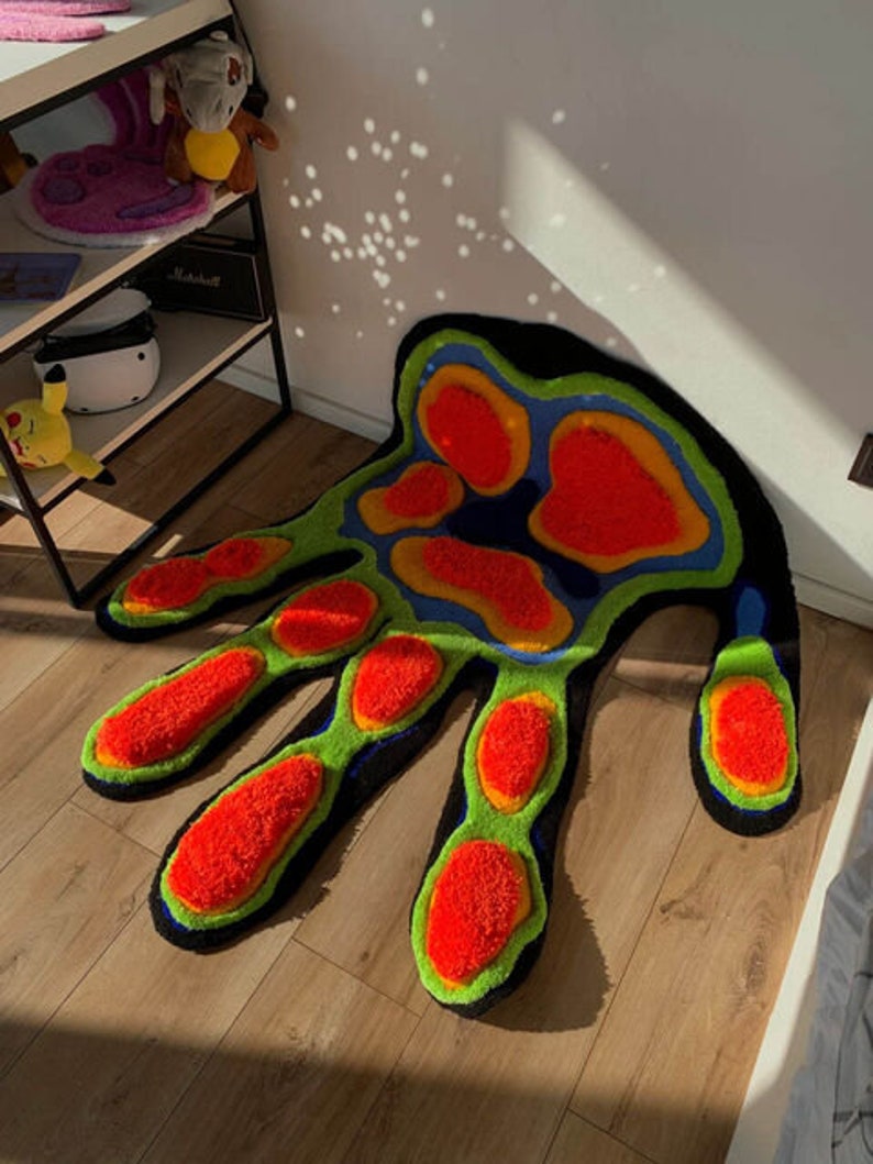 Hand Alfombra con mechones mullidos: un toque divertido y suave para tu salón o dormitorio , Regalo para el día de la madre, Regalo para el día del padre, Idea de regalo imagen 4