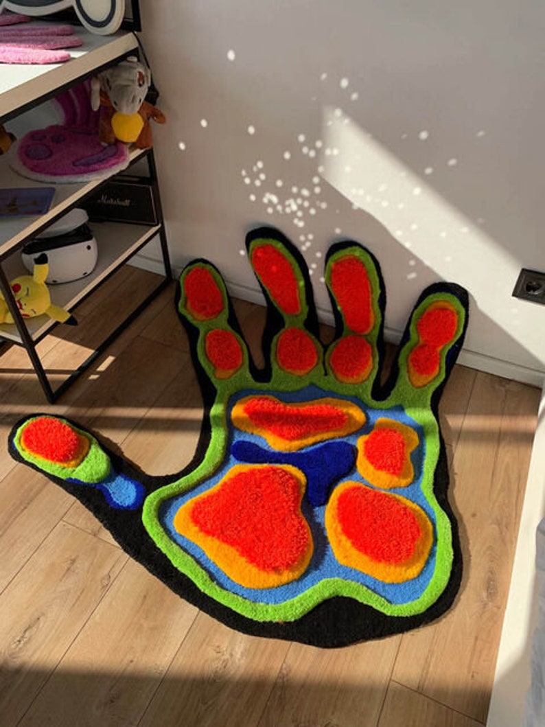 Hand Alfombra con mechones mullidos: un toque divertido y suave para tu salón o dormitorio , Regalo para el día de la madre, Regalo para el día del padre, Idea de regalo imagen 3