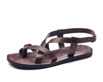 Mens Leather Strap Sandals Toe Thongs, Cool Chic Leather Sandals For Mens