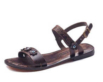 Brown Ankle Straps Sandals For Womens