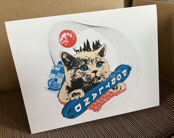Lucid Portland #3 Cat Notecards - Broadway Sign Illustration, Set of Six