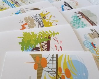 Portland Bridge Illustration Notecard Set | Iconic City Skyline, Set of 12