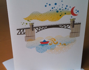 Morrison Bridge Portland Notecards | Portland Landmark Illustration Set of 6