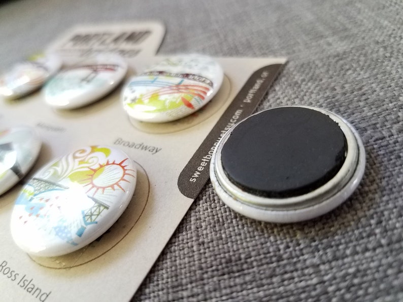 Portland Bridges II One Inch Super Strong Magnets or Pin Back Buttons Set of Six image 3