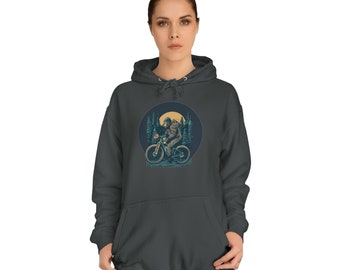 Bigfood riding bike in Pacific Northwest Unisex College Hoodie