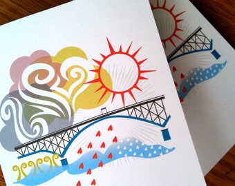 Ross Island Bridge Portland Notecards | Portland Landmark Illustration Set of 6