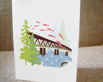 Old Sellwood Bridge Portland Notecards | Oregon Landmark Illustration Set of 6