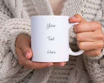 Mug avec texte personnalisé, Tasse à café personnalisable, Mug texte personnalisé avec vos mots, Mug à café avec citation en céramique, Cadeau de Noël/anniversaire