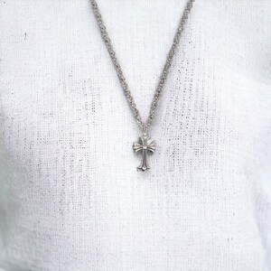 Chrome Style Necklace Silver Plated Gothic Chain with Cross Design, Unique Cross-Inspired Chrome Jewelry immagine 10