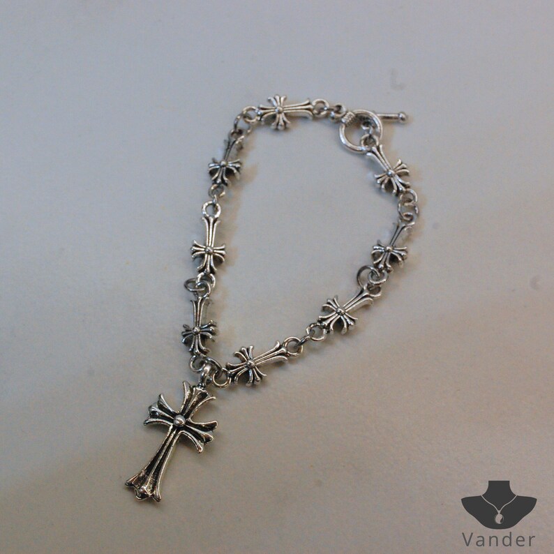 Celtic Silver Cross Bracelet Gothic Silver Cross Bracelet, Gothic Cross Bracelet jewelry Gift, Gothic Bracelet Gift, Goth Cross Chain Gift image 9