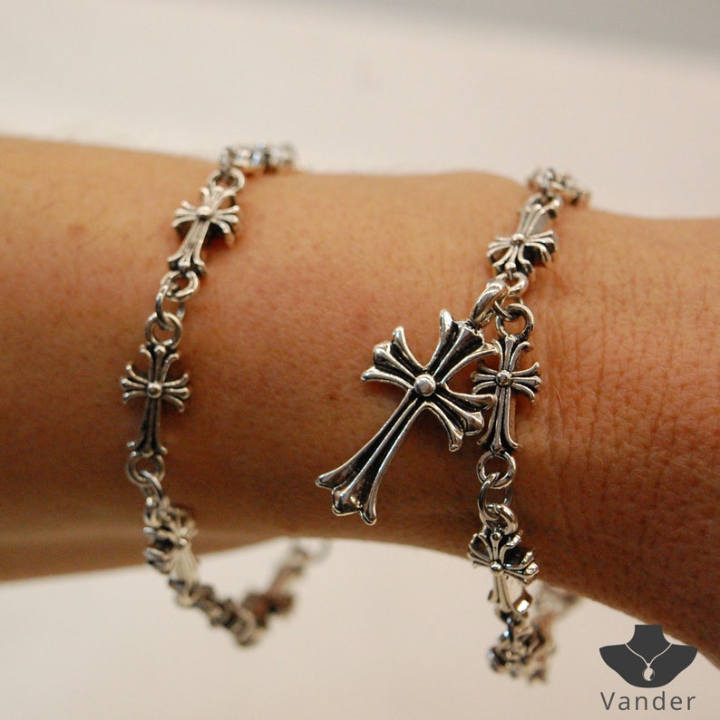 Bracelet croix celtique en argent Bracelet croix en argent gothique, cadeau bijoux bracelet croix gothique, cadeau bracelet gothique, cadeau chaîne croix gothique image 8