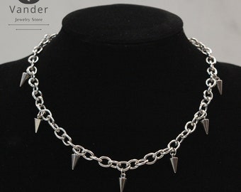 Collier en acier gothique avec pointes - Collier ras de cou rivet, collier gothique avec pointes, collier en acier gothique avec pointes, collier punk à rivets