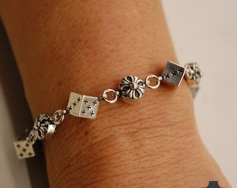 Bracelet croix gothique 925 dés - Bracelet croix cubique vintage, bracelet celtique cube gothique, bracelet croix de haute qualité, mode gothique
