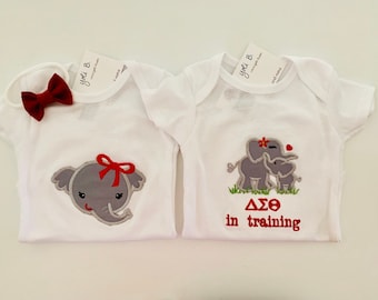 DELTA Inspired embroidered Baby Girl Onesie, embroidered onepiece, baby undershirt, baby shower gift