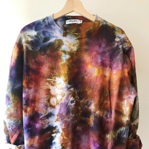 Hand Dyed Cotton Crew Neck Sweatshirt in Tiger&#39;s Eye, Anna Joyce, Portland, OR. Tie Dye