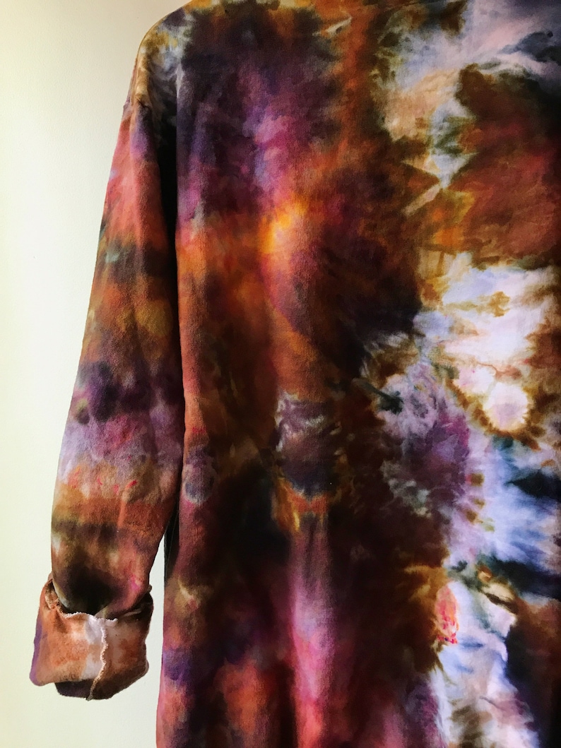 Hand Dyed Cotton Crew Neck Sweatshirt in Tiger's Eye, Anna Joyce, Portland, OR. Tie Dye image 3