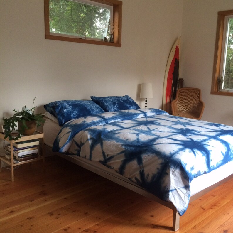 Hand Dyed Indigo Bedding Shibori Bedding Duvet Cover and Two Etsy