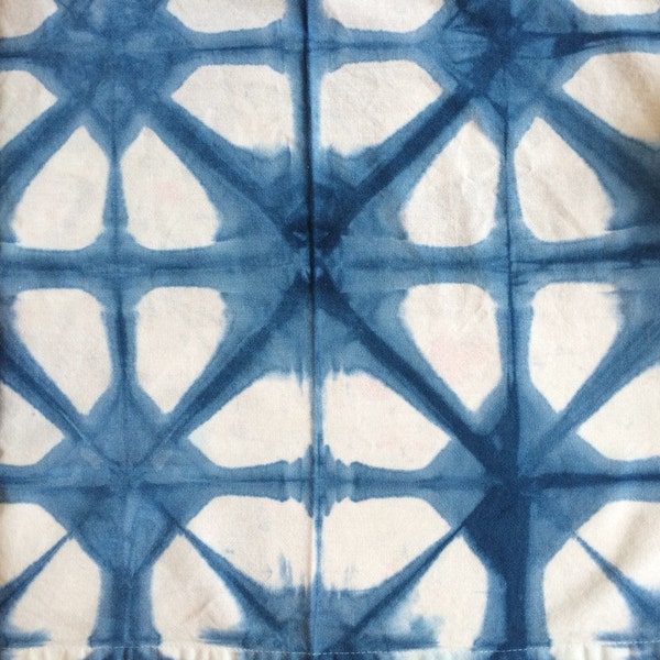 RESERVED Hand Dyed Indigo Table Cloth, Shibori, Cotton, 52 x 52 , Anna Joyce, Portland,