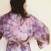 Hand Dyed Robe in Super Bloom, Purple and Ocher Tie Dyed Rayon Bathrobe, Anna Joyce, Portland, OR.