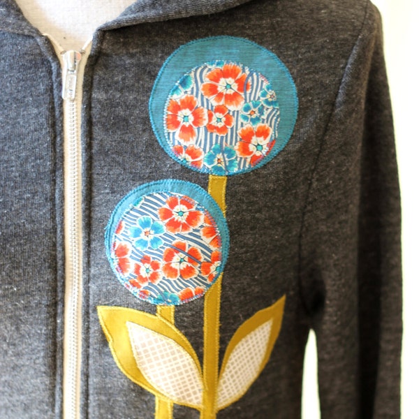 LAST ONE Liberty Lollipop Hoodie Charcoal Gray, Applique, Medium