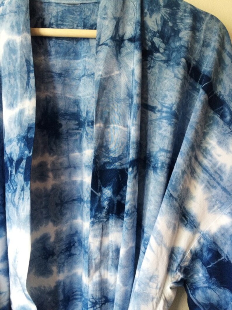 Anna Joyce Portland Hand Dyed Indigo Kimono Robe in Ocean Tide OR.