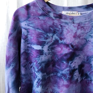 Gardening at Night Hand Dyed Cotton Crew Neck Sweatshirt , Anna Joyce, Portland, OR. Tie Dye