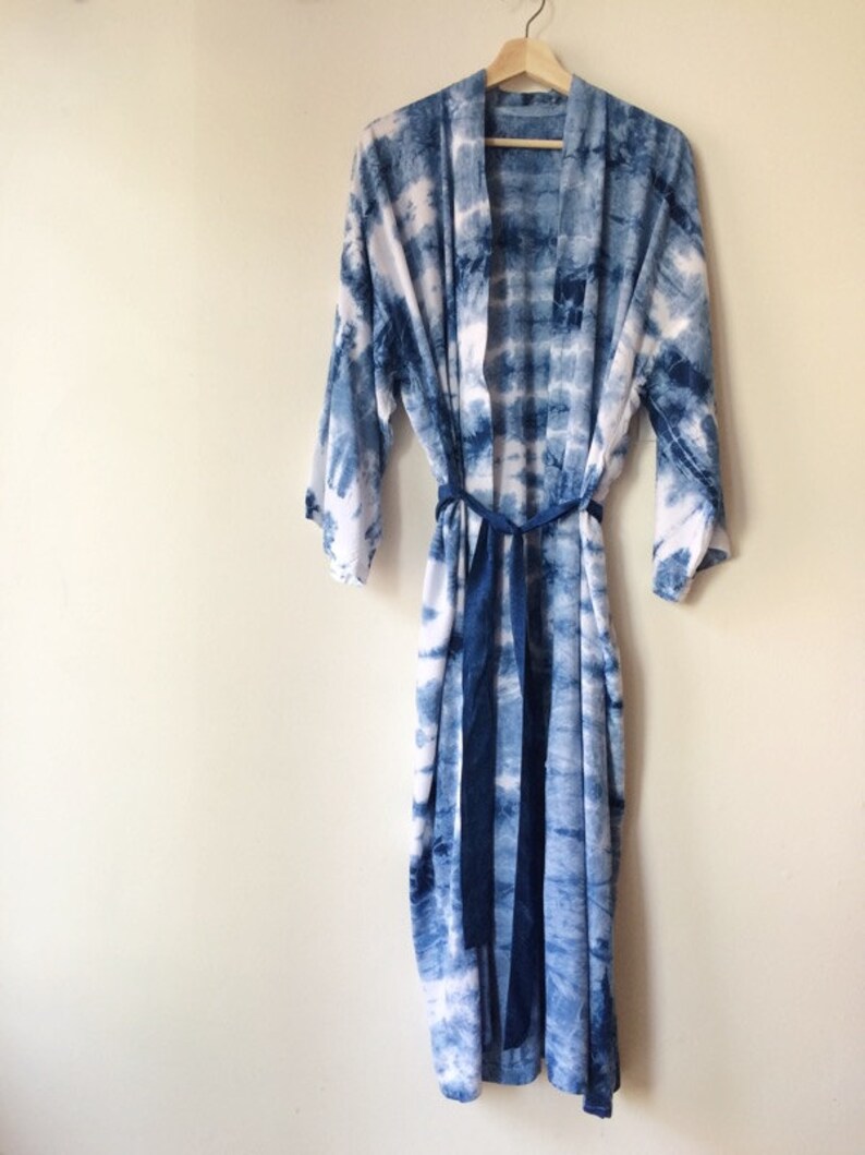Anna Joyce Portland Hand Dyed Indigo Kimono Robe in Ocean Tide OR.
