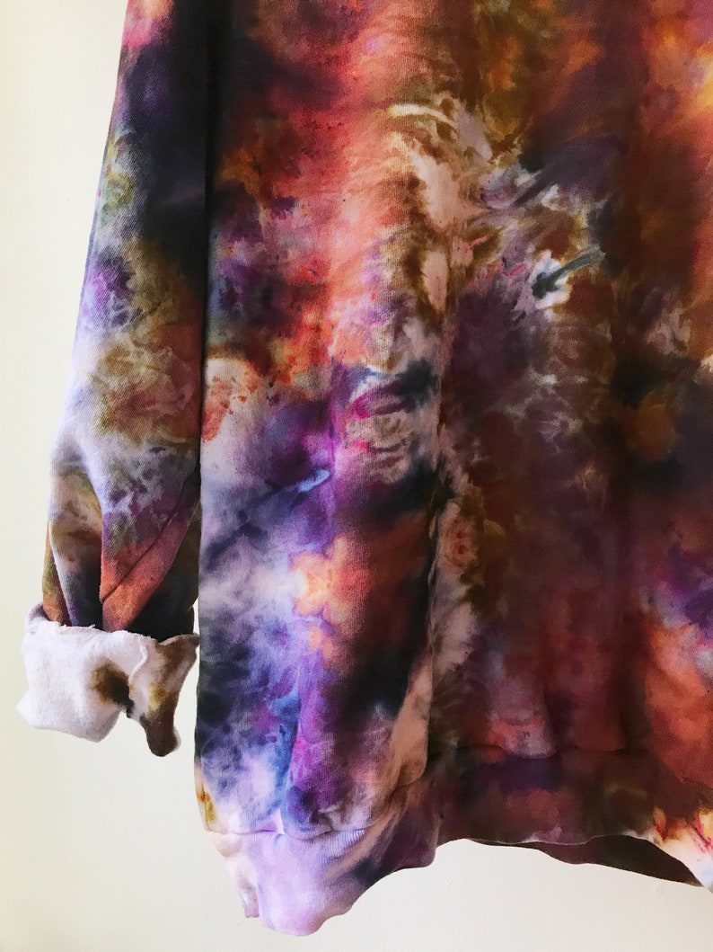 Hand Dyed Cotton Crew Neck Sweatshirt in Tiger's Eye, Anna Joyce, Portland, OR. Tie Dye image 2