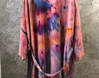 NEW Hand Dyed Robe in Medina, Tie Dyed Rayon Bathrobe, Anna Joyce, Portland, OR.