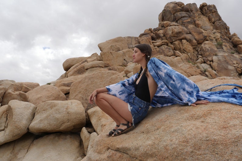 Anna Joyce Portland Hand Dyed Indigo Kimono Robe in Ocean Tide OR.