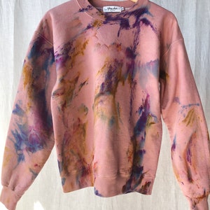 NOUVEAU sweat-shirt à col rond en coton teint à la main Medina, Anna Joyce, Portland, OR. Tie Dye,