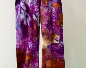 NEW Hand Dyed Yoga Pants, High Waisted Roll Top Pants, Thick Stretch Cotton, Anna Joyce,