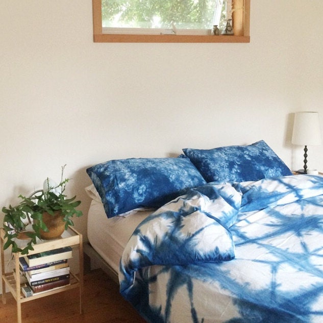 Hand Dyed Indigo Bedding Shibori Bedding Duvet Cover and Two Etsy