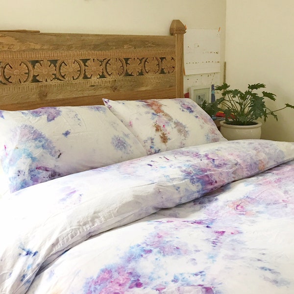 Amethyst Hand Dyed Bedding, Shibori Bedding, Duvet Cover and Two Pillow Cases, Twin, Queen and King, Anna Joyce, Portland, OR